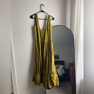 Laude the Label Poet Dress - Olive Green Button-Front Midi Dress